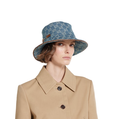GG denim bucket hat with Horsebit