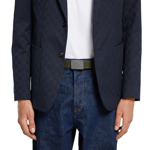 Belt with rectangular buckle