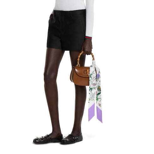Printed silk twill neck bow