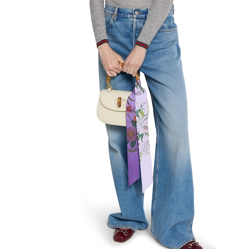 Ruban en twill de soie imprimé