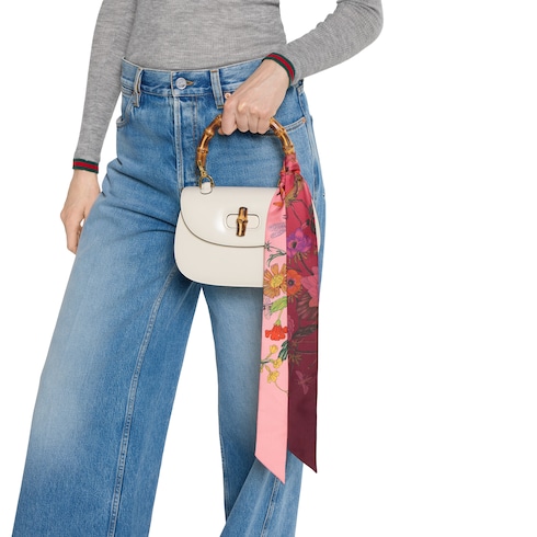 Printed silk twill neck bow