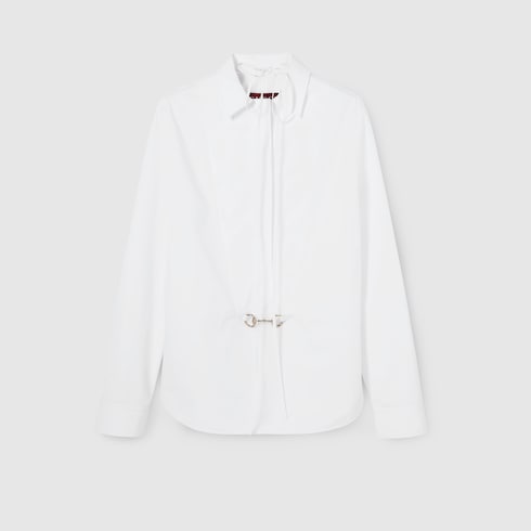 Camisa de popelina de algodón con Horsebit
