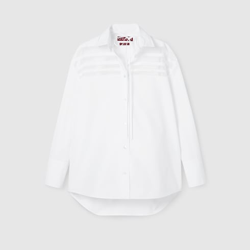 Cotton poplin shirt with embroidery Detail 7