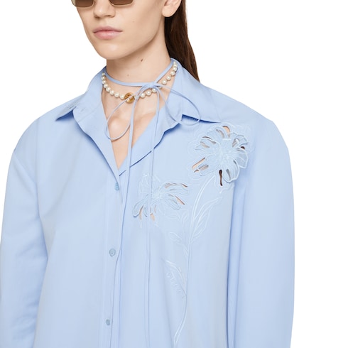 Chemise en popeline de coton avec broderie