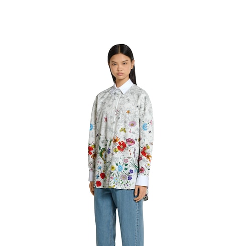 Chemise en popeline de coton à imprimé