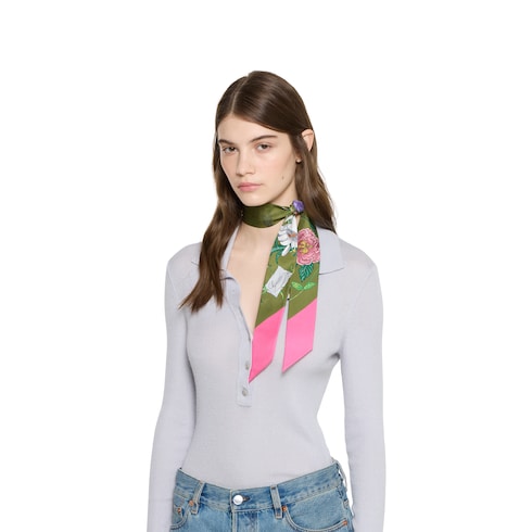 Lazo para el cuello sarga de seda estampada