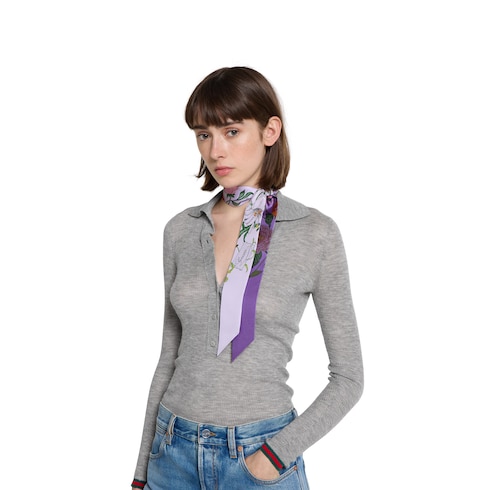 Fiocco in twill di seta stampato