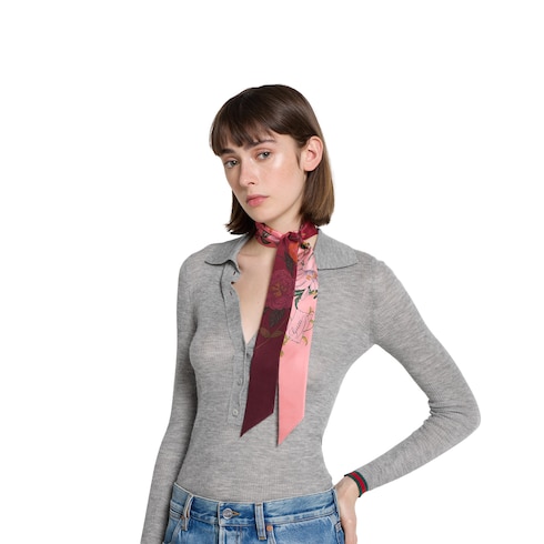 Fiocco in twill di seta stampato