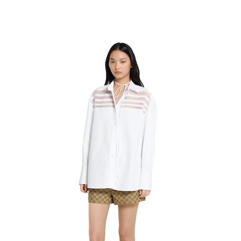 Cotton poplin shirt with embroidery Detail 3