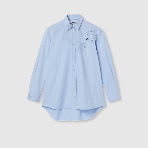 Chemise en popeline de coton avec broderie