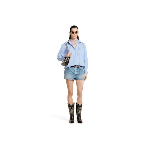 Chemise en popeline de coton avec broderie