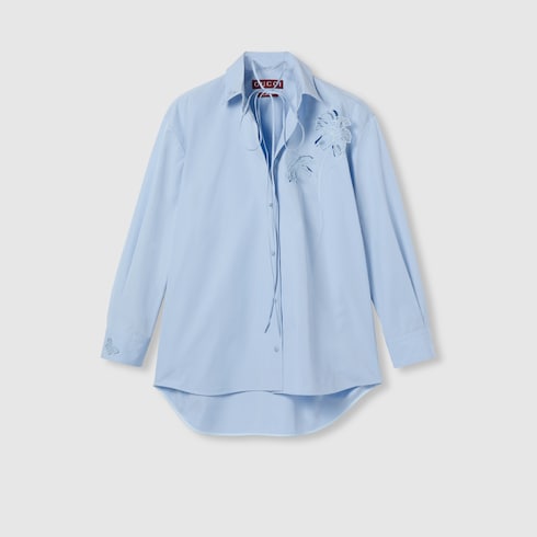 Chemise en popeline de coton avec broderie