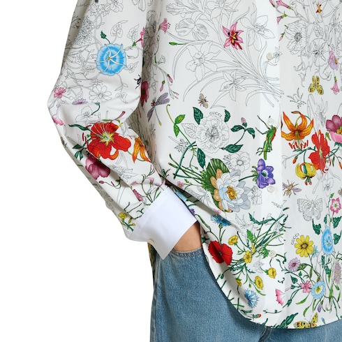 Chemise en popeline de coton à imprimé