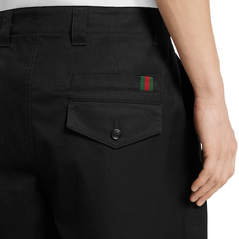 Pantalón de sarga de algodón con tribanda Web
