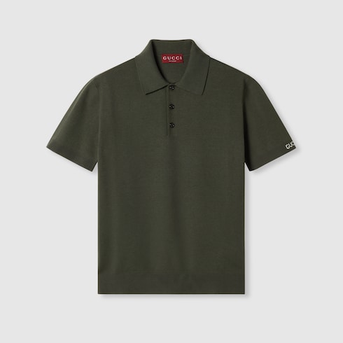 Silk cotton knit polo shirt