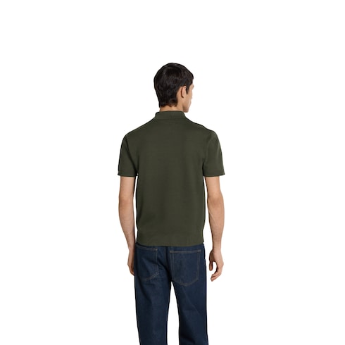 Silk cotton knit polo shirt