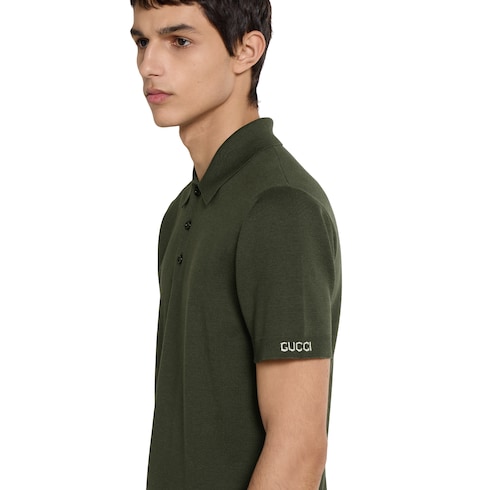 Silk cotton knit polo shirt