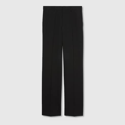 Hose aus Wollgabardine mit Stickerei
