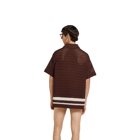 Polo à rayures en maille de coton au crochet
