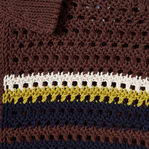 Polo à rayures en maille de coton au crochet