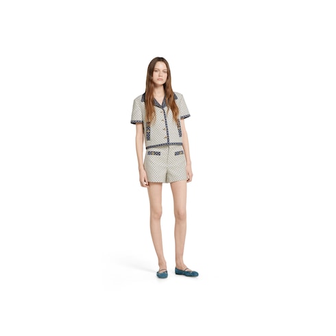 Veste en coton bouclé motif diamant
