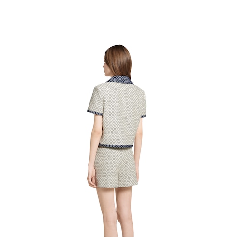 Veste en coton bouclé motif diamant
