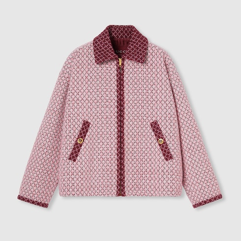 Chaqueta rizo algodón rombos con cremallera