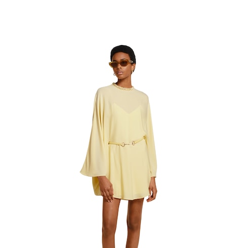 Silk cady dress with Horsebit belt