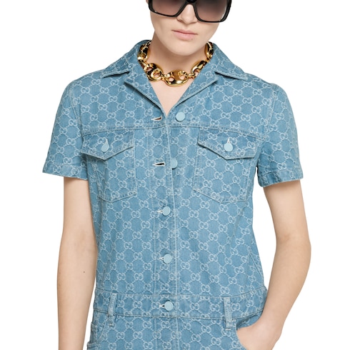 Combinaison en denim jacquard GG