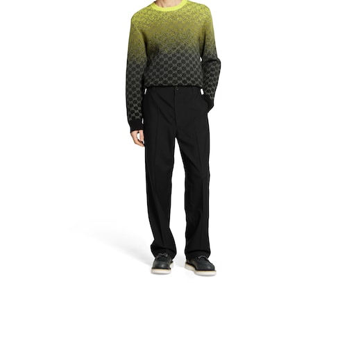 Wool gabardine pant with embroidery