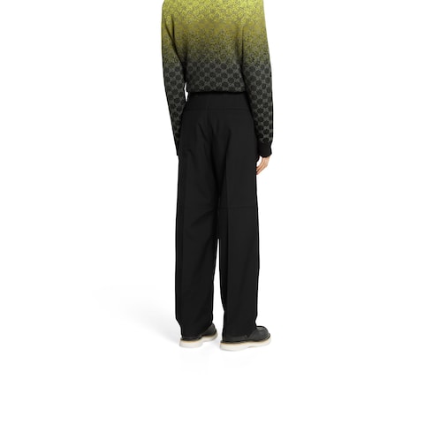 Pantalón de gabardina de lana con bordado
