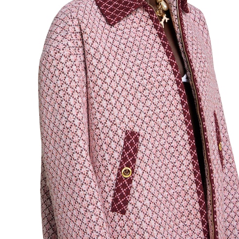 Chaqueta rizo algodón rombos con cremallera