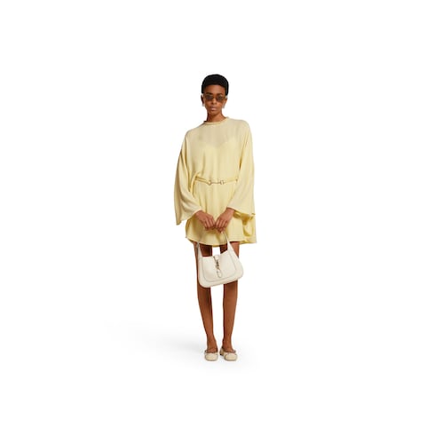 Silk cady dress with Horsebit belt