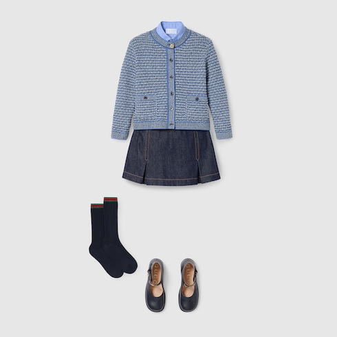 تنورة من الجينز مع حلية Horsebit للأطفال