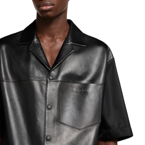 Polo in morbida pelle con nylon