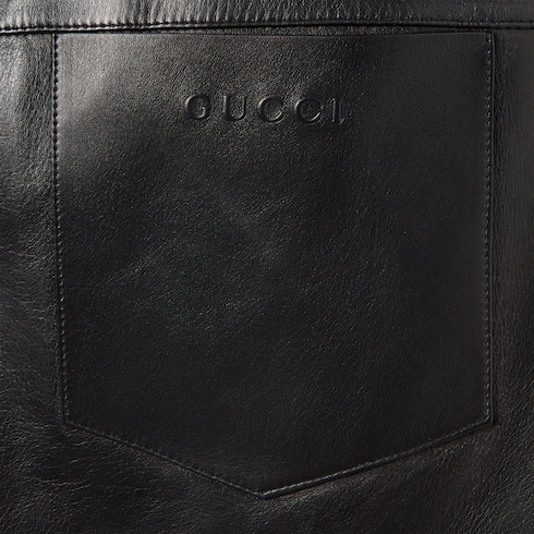 Soft leather with nylon polo shirt