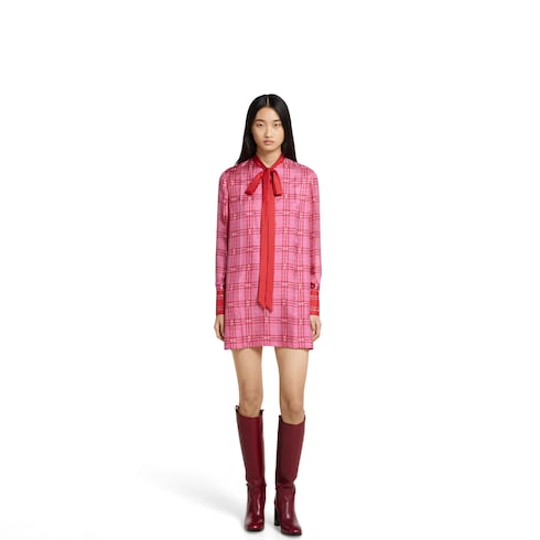 Printed silk twill dress