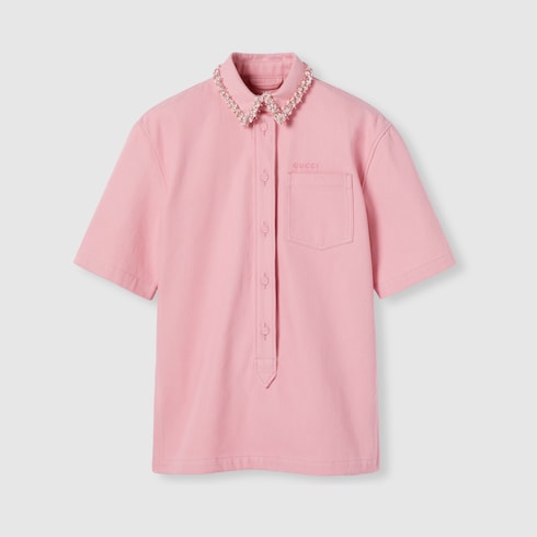 Chemise en denim avec broderie