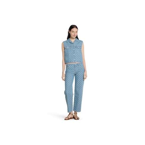 Chaleco de jacquard de denim con GG