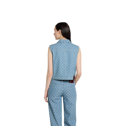 Chaleco de jacquard de denim con GG