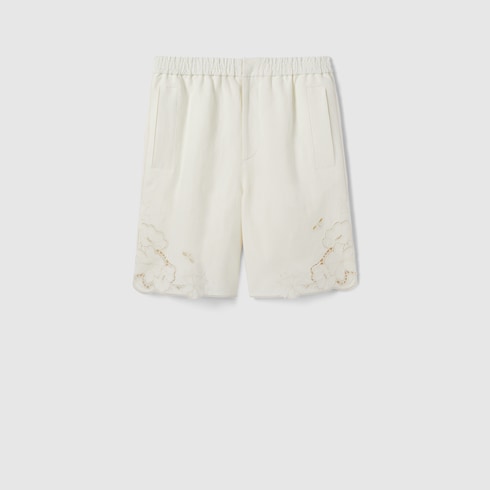 Linen shorts with embroidery