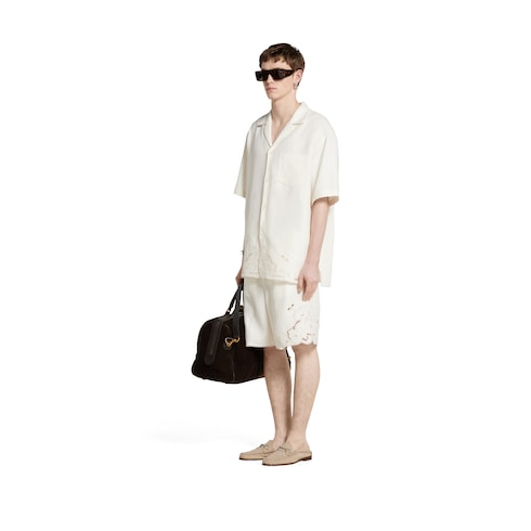 Linen shorts with embroidery