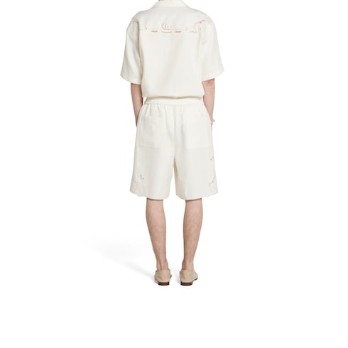Linen shorts with embroidery