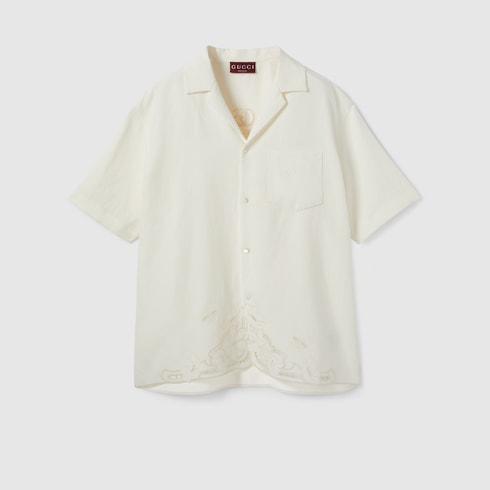 Chemise de bowling en lin avec broderie