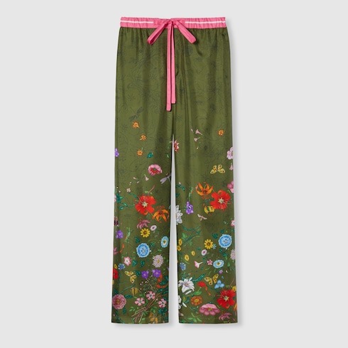 Pantalon en soie imprimée