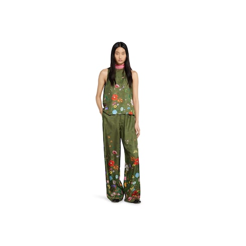 Pantalon en soie imprimée