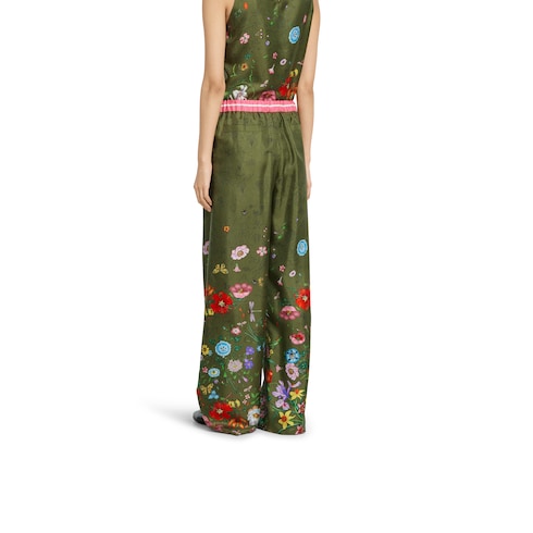 Pantalon en soie imprimée