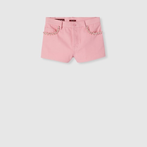 Shorts in denim con ricamo