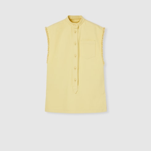 Top in denim con ricamo