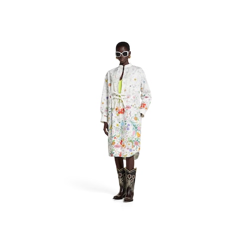 Printed cotton poplin dress